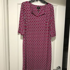 NWOT Pink/blk/wt Laundry dress elbow sleeve sz 14
